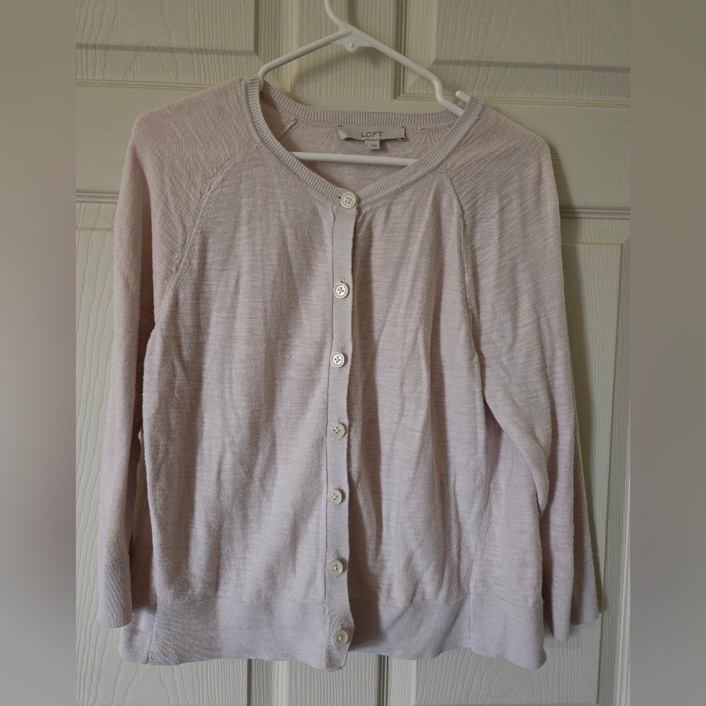 LOFT Women's Cream Cardigan Sweater Size L